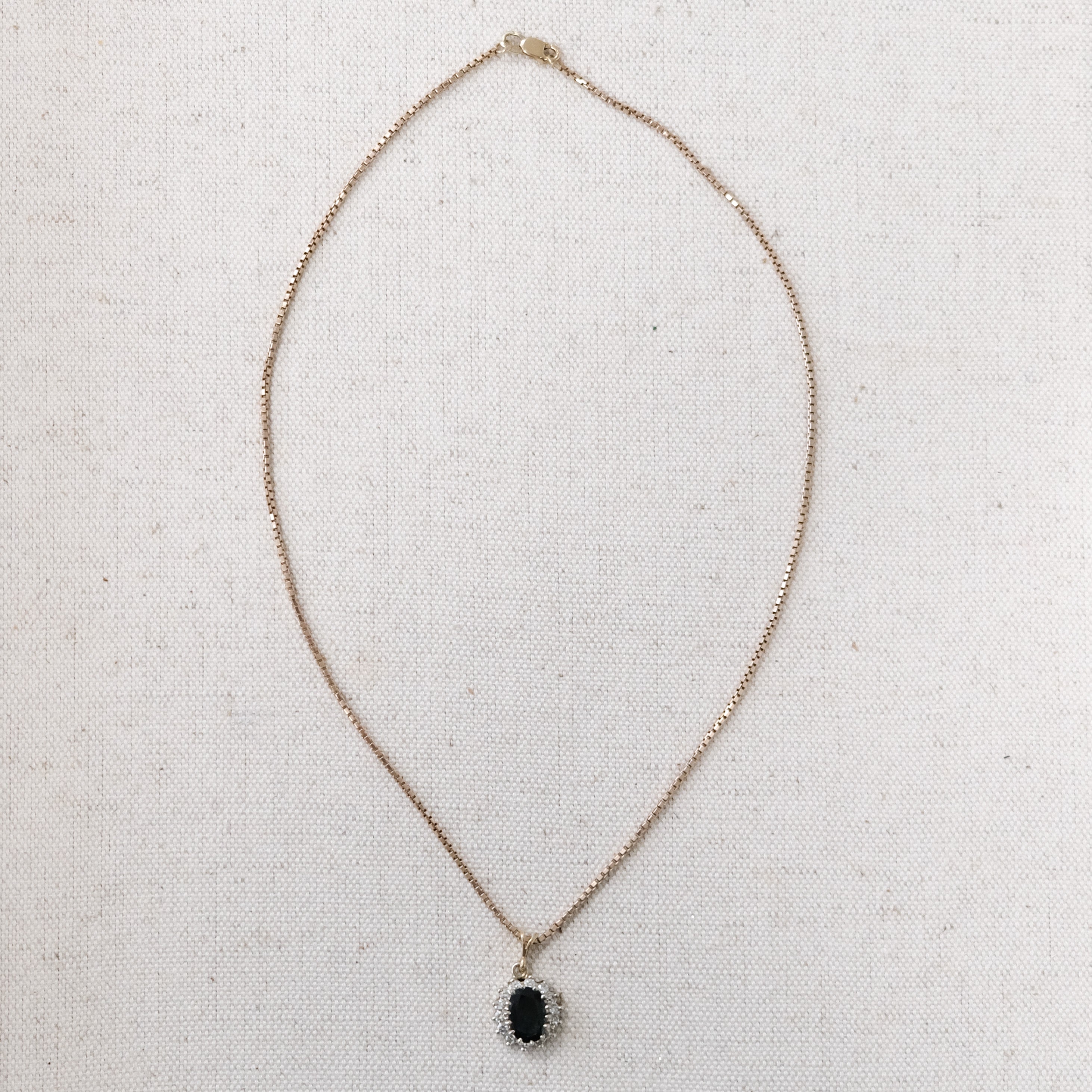 14k Sapphire & Diamond Pendant on 10k Chain