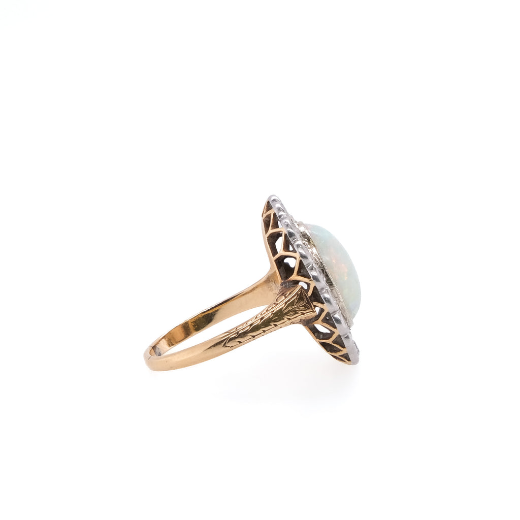 14k Opal & Diamond Cocktail Ring