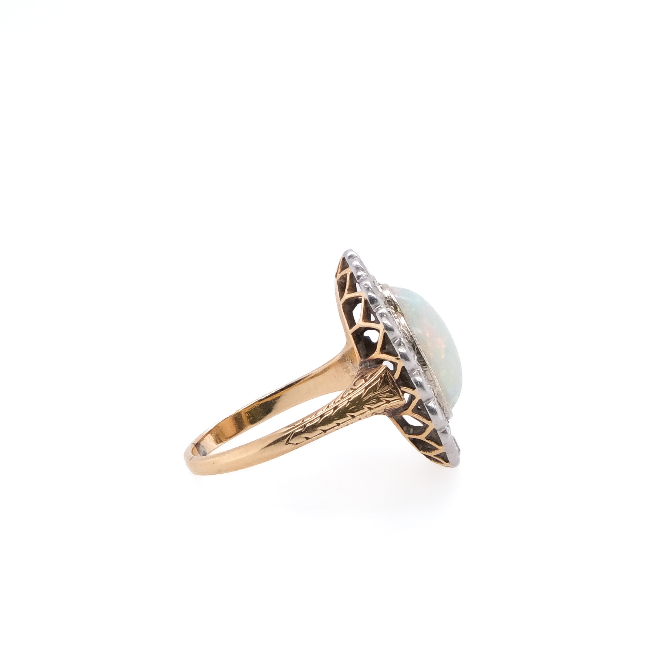 14k Opal & Diamond Cocktail Ring