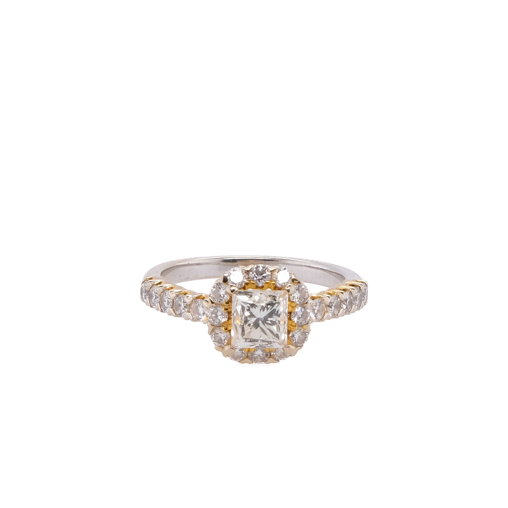 18k Princess Cut Natural Diamond Ring