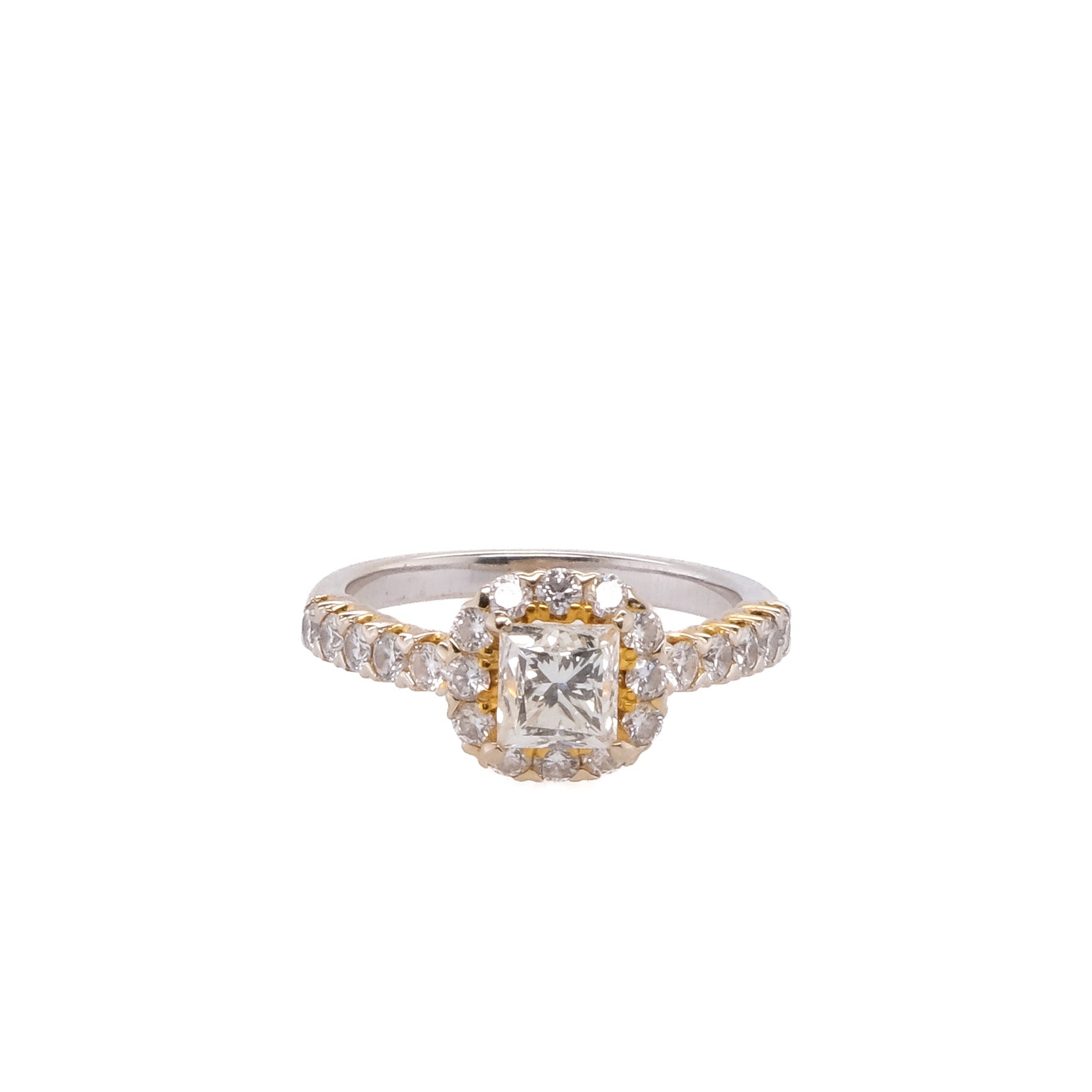 18k Princess Cut Natural Diamond Ring