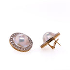 18k Mabe Pearl & Diamond Earrings