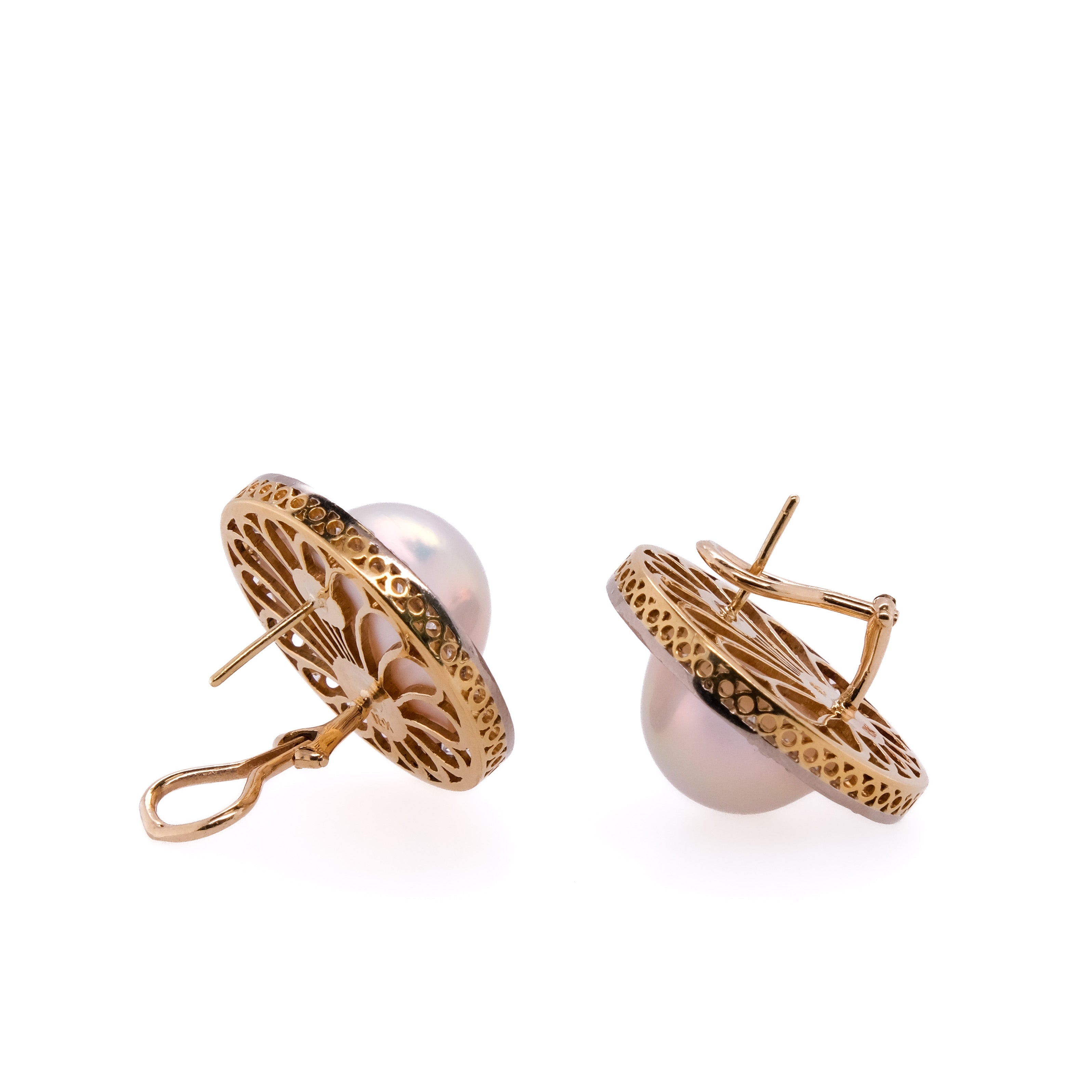 18k Mabe Pearl & Diamond Earrings