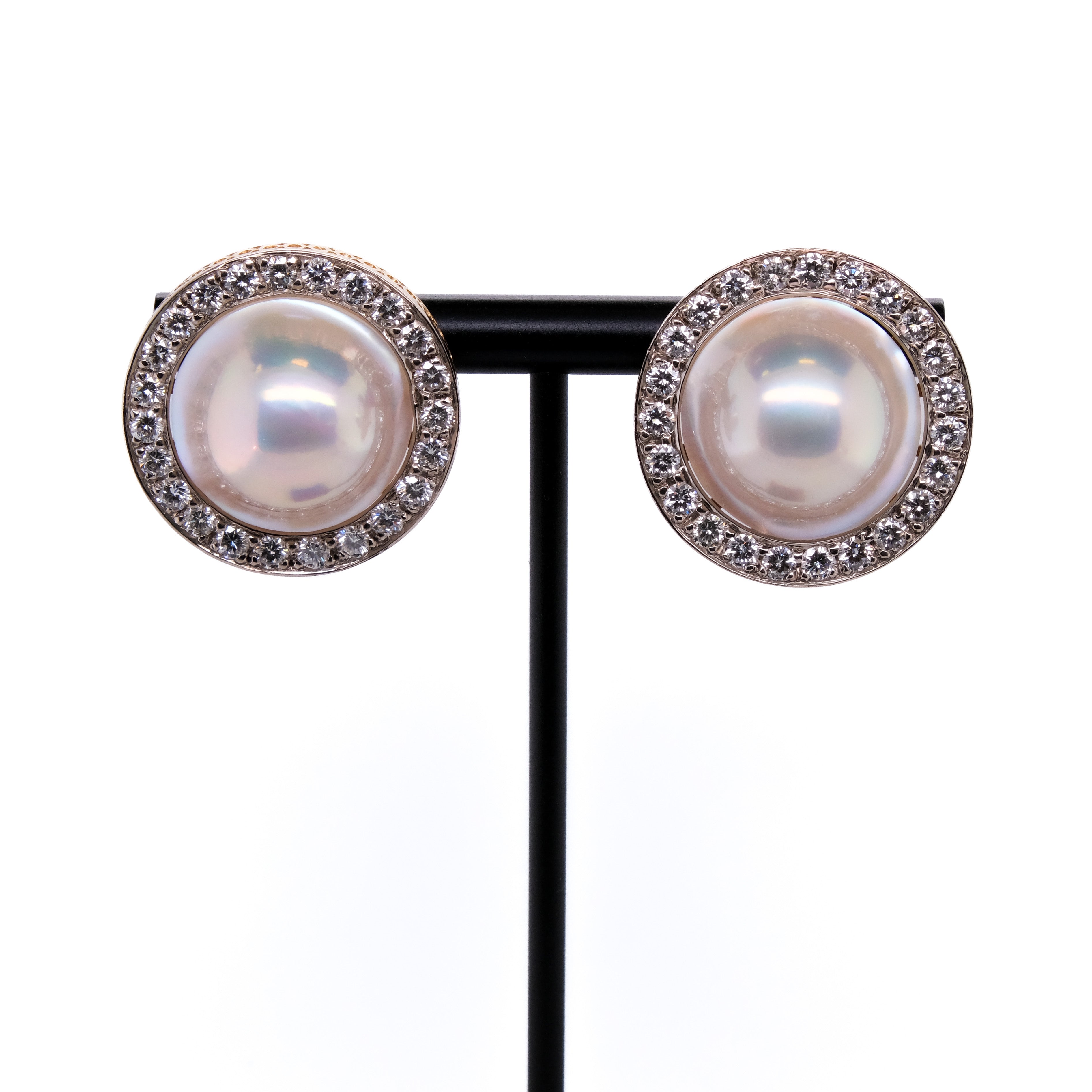 18k Mabe Pearl & Diamond Earrings