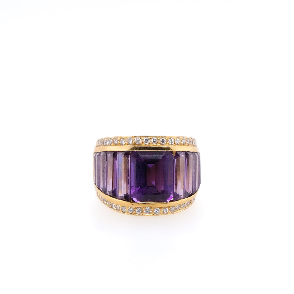 18k Amethyst & Diamond Ring
