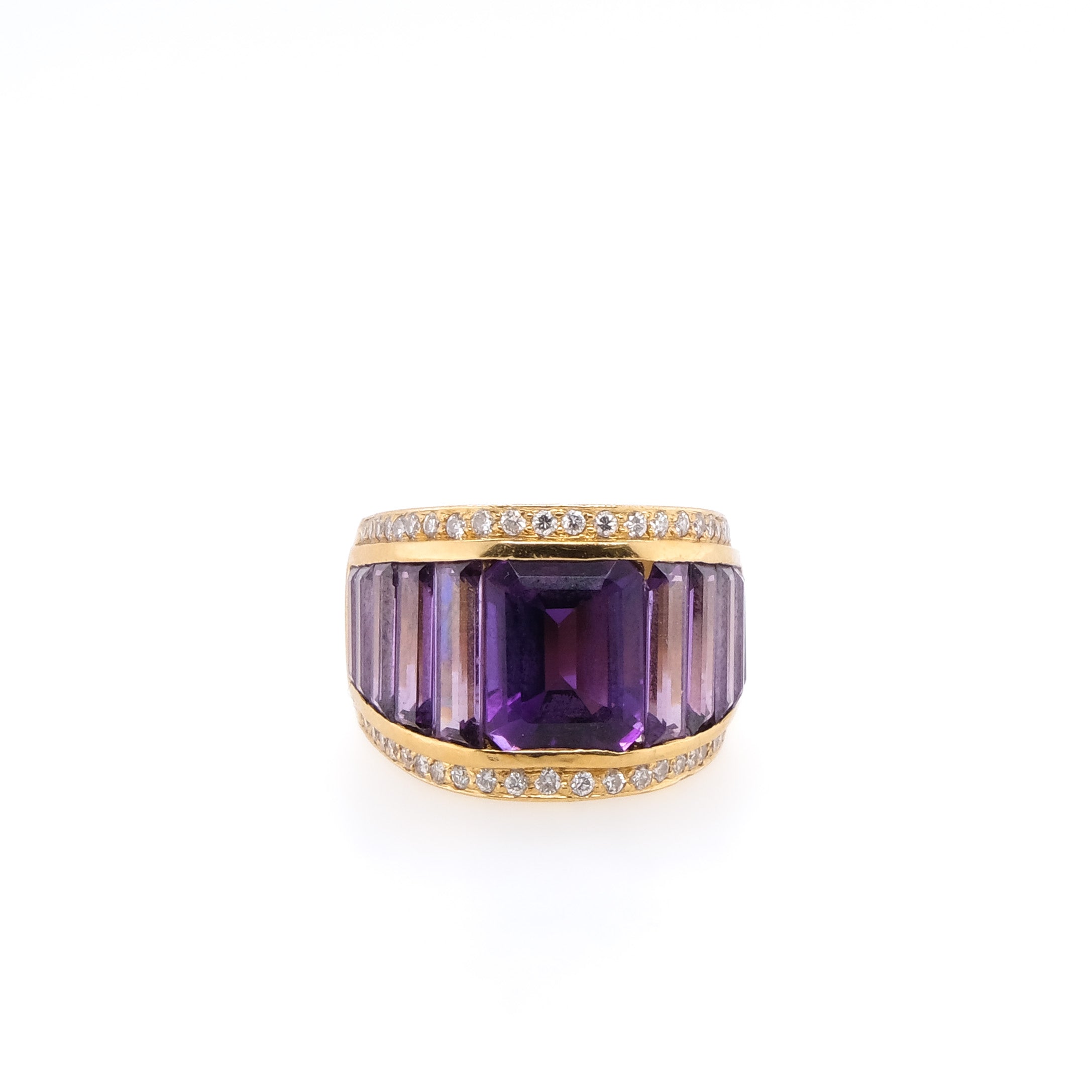 18k Amethyst & Diamond Ring