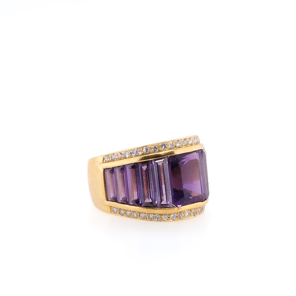 18k Amethyst & Diamond Ring