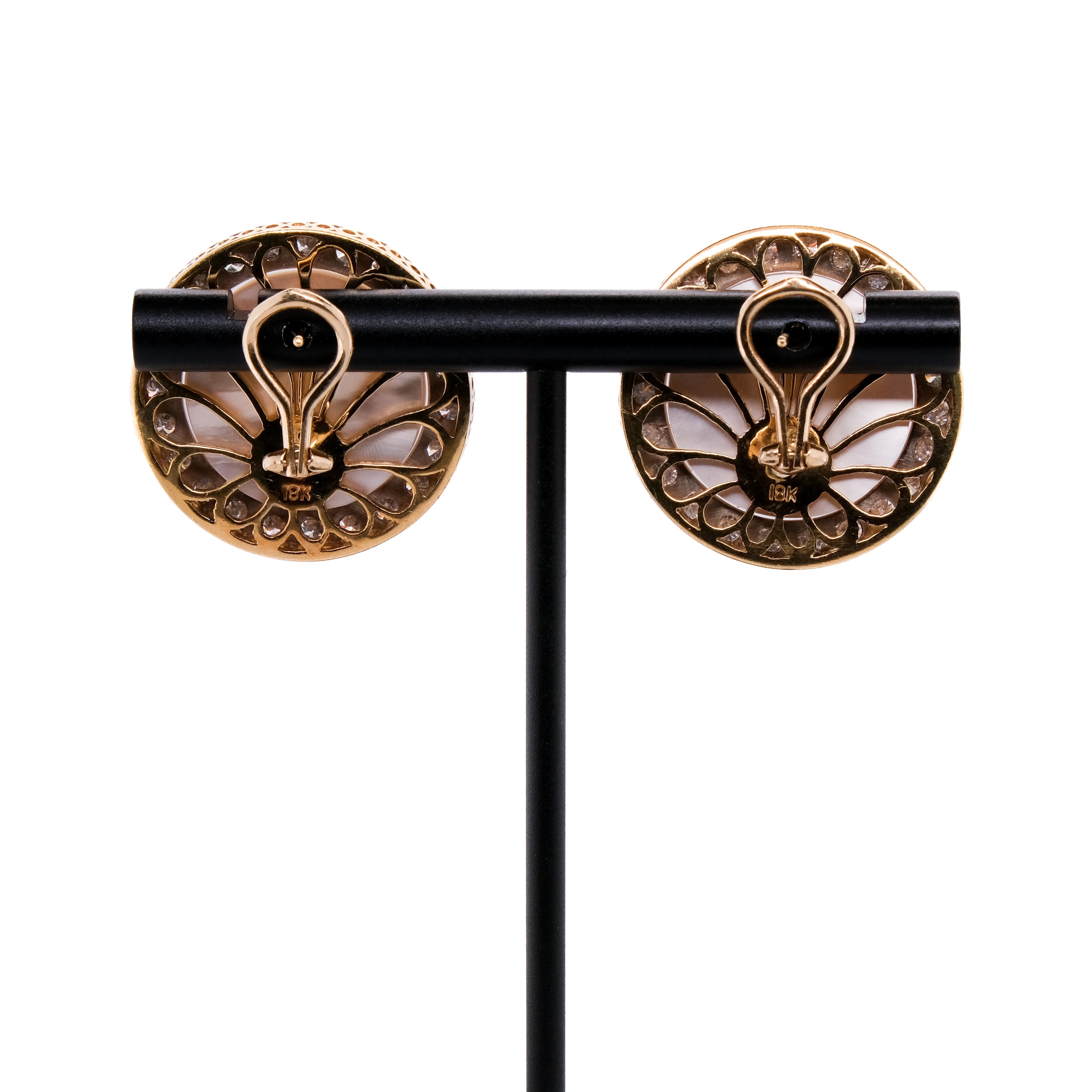18k Mabe Pearl & Diamond Earrings