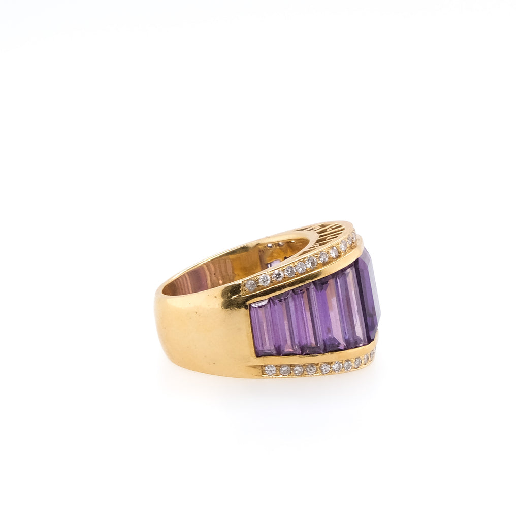 18k Amethyst & Diamond Ring