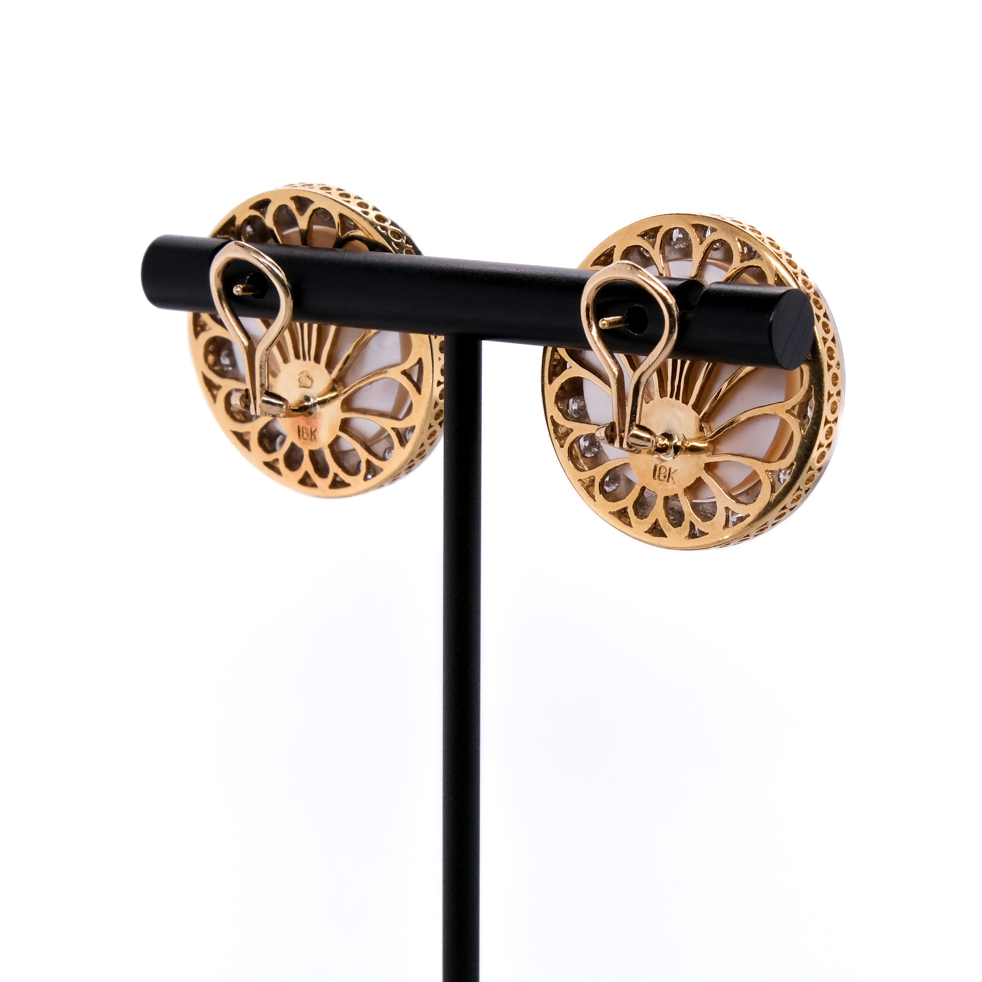 18k Mabe Pearl & Diamond Earrings