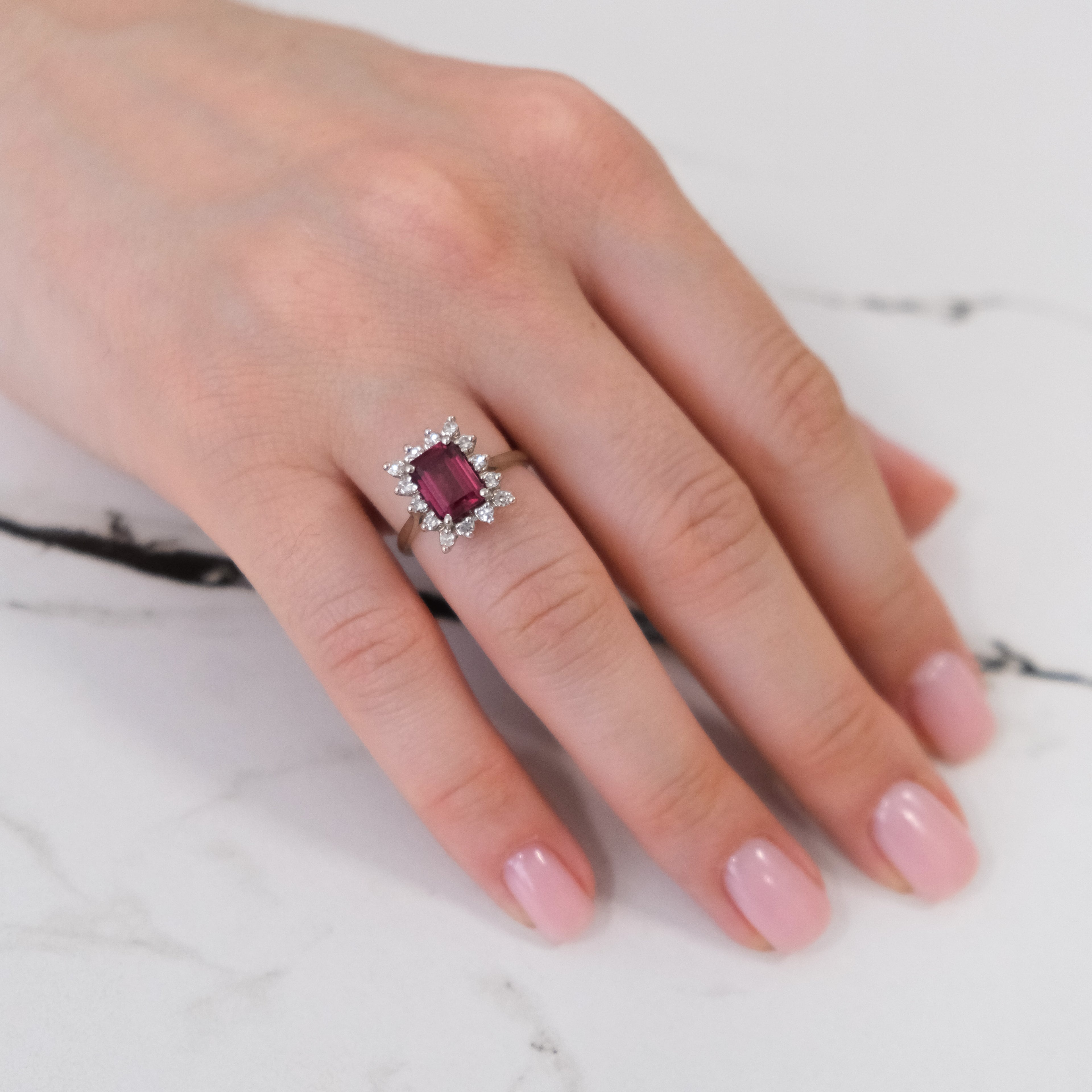 14k Garnet & Diamond Ring