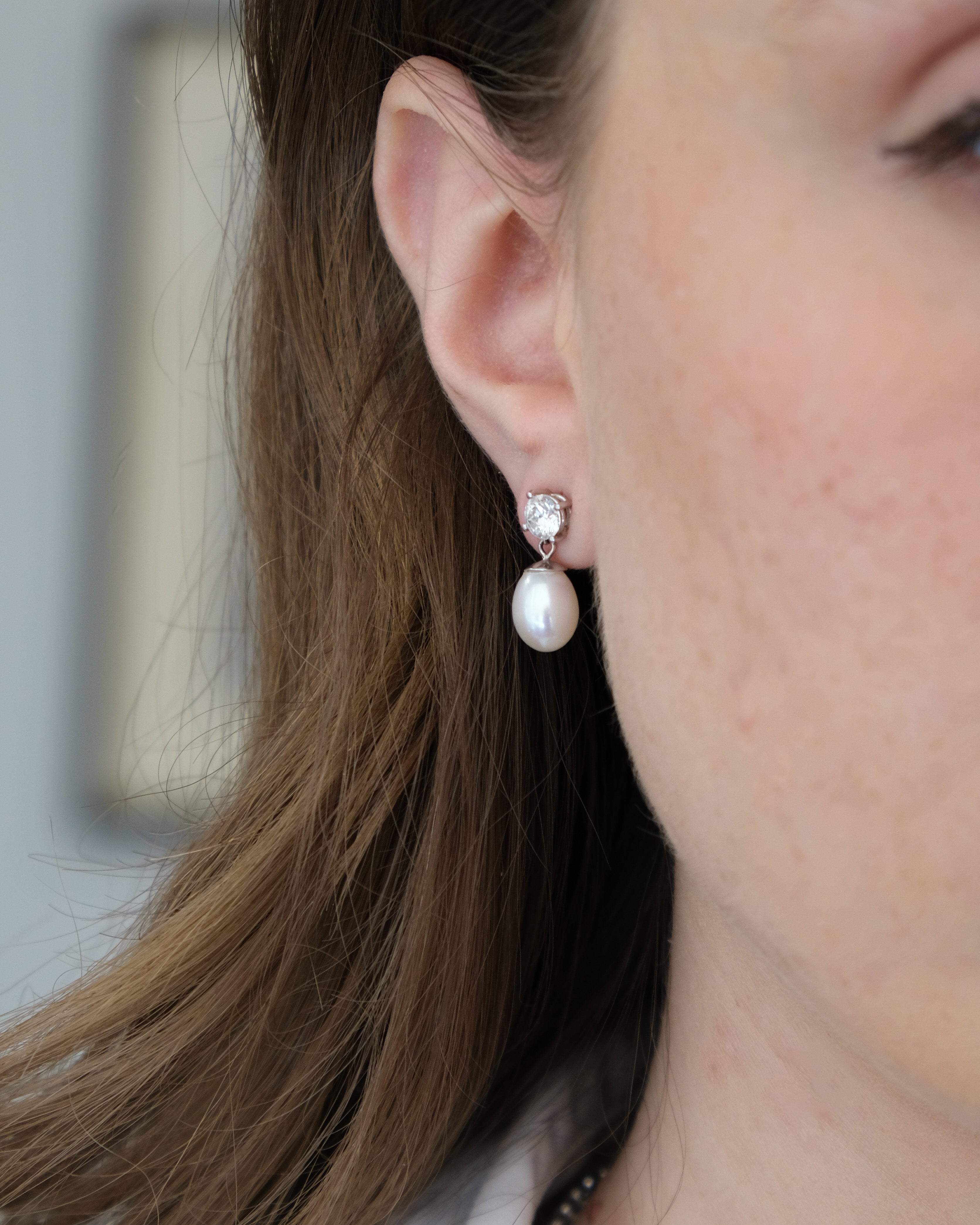 Cynthia Pearl & Diamond Drop Earrings