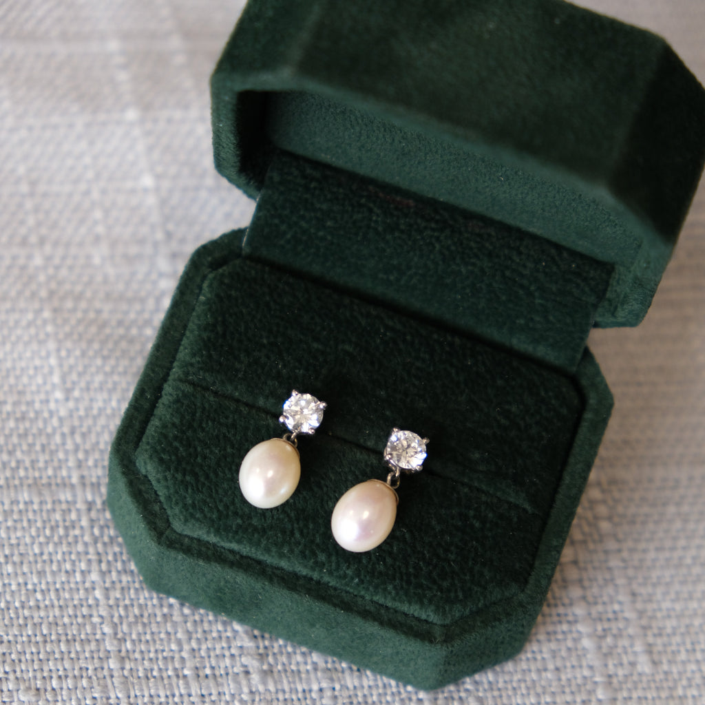 Cynthia Pearl & Diamond Drop Earrings