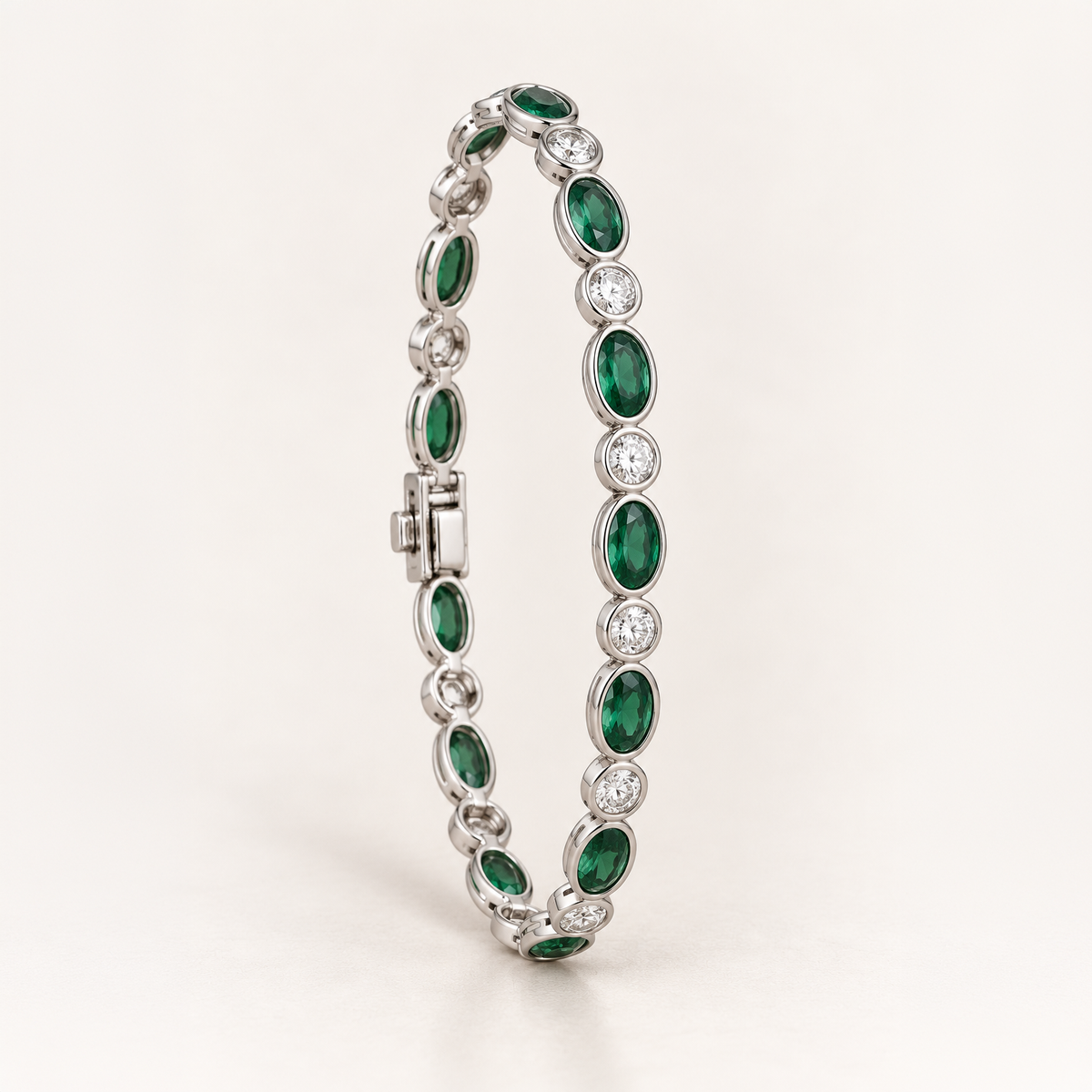 Melissa Emerald & Diamond Bezel Set Bracelet