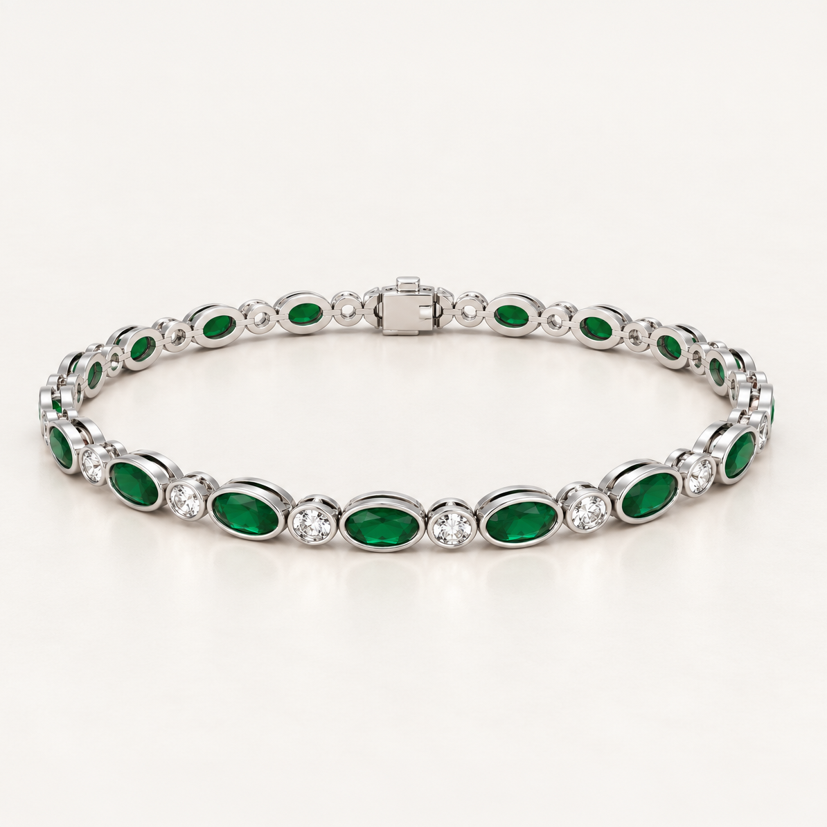 Melissa Emerald & Diamond Bezel Set Bracelet