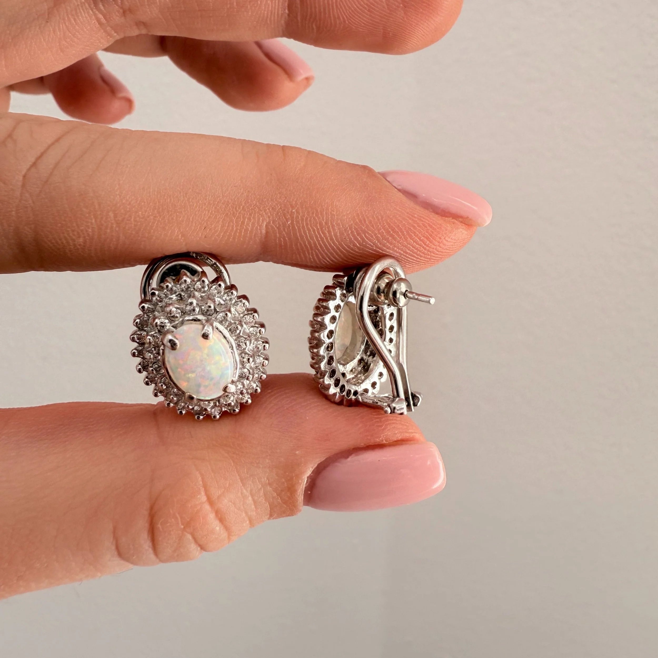 14k Opal & Diamond Earrings