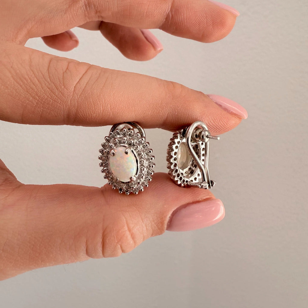 14k Opal & Diamond Earrings