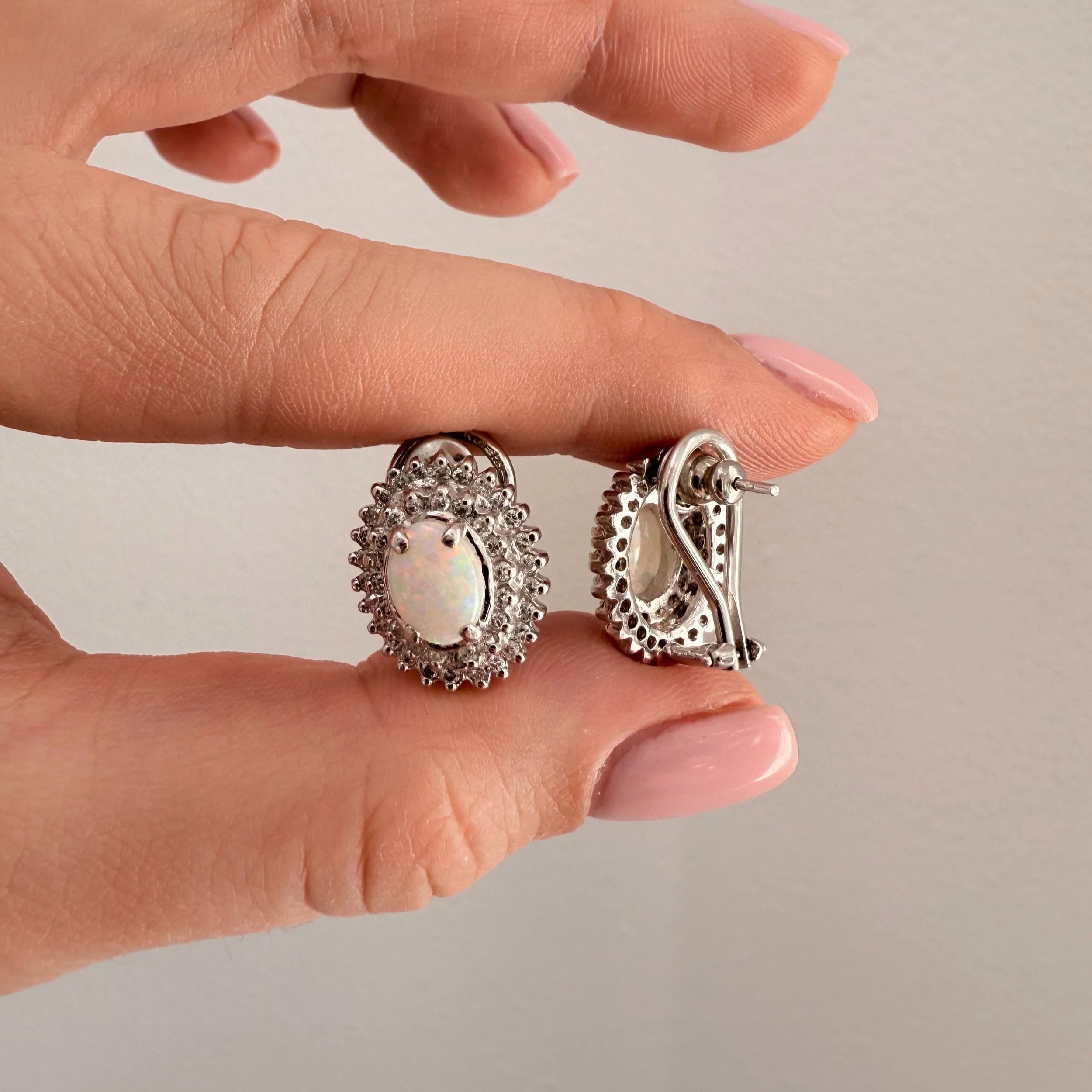14k Opal & Diamond Earrings