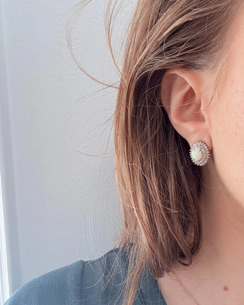 14k Opal & Diamond Earrings