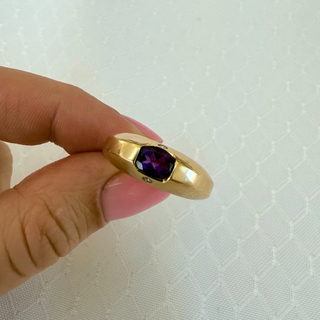 14k Amethyst & Diamond Ring