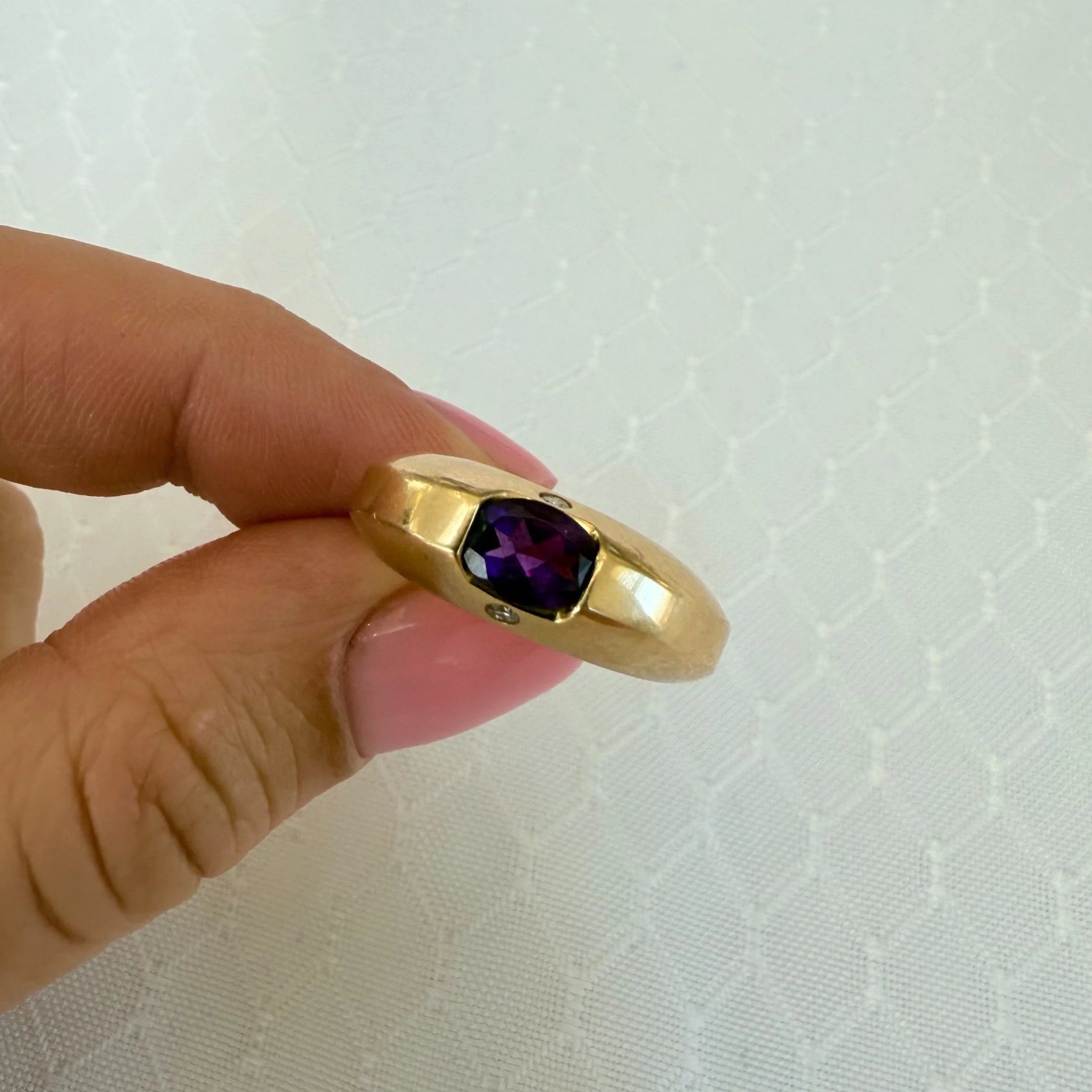 14k Amethyst & Diamond Ring