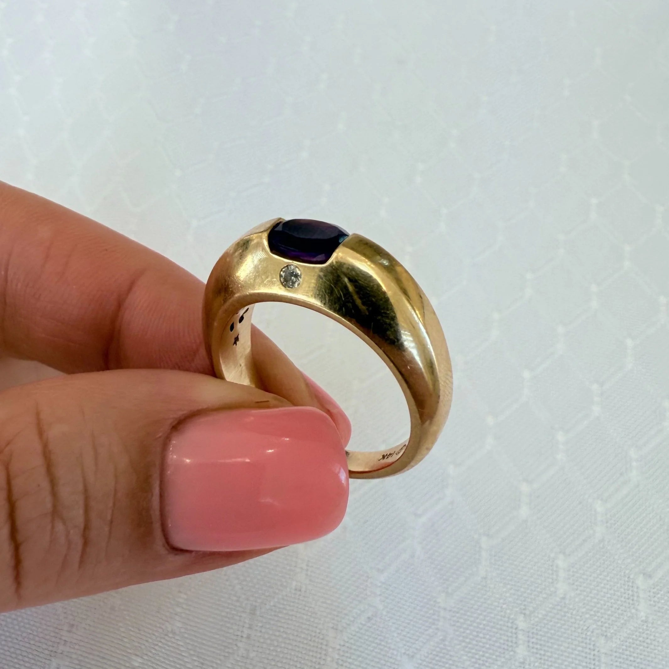 14k Amethyst & Diamond Ring
