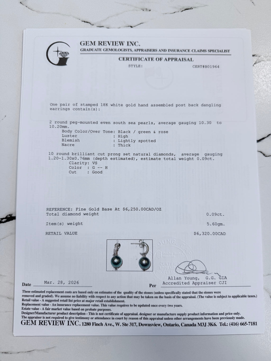 18k Tahitian Pearl & Diamond Earrings