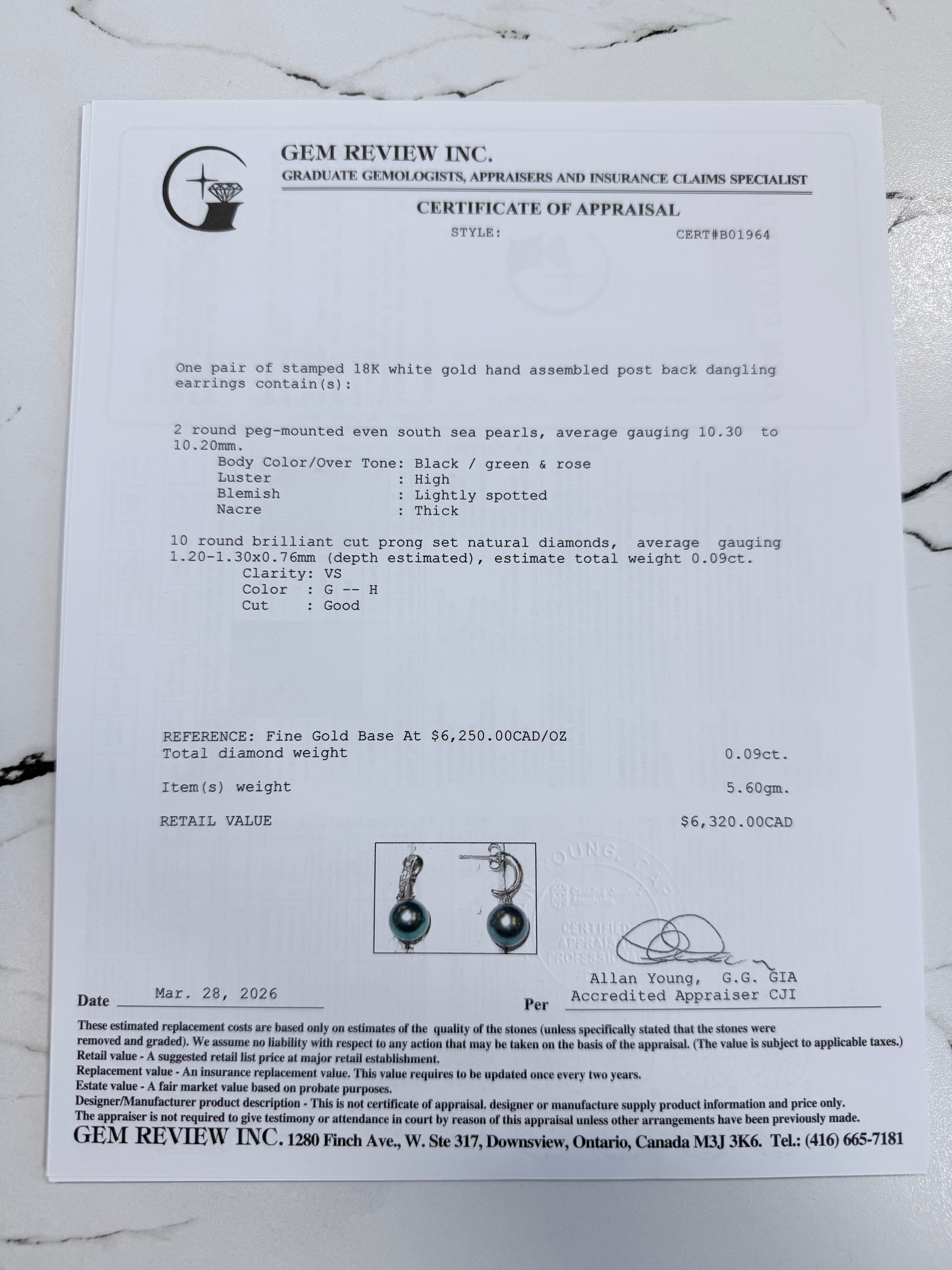 18k Tahitian Pearl & Diamond Earrings