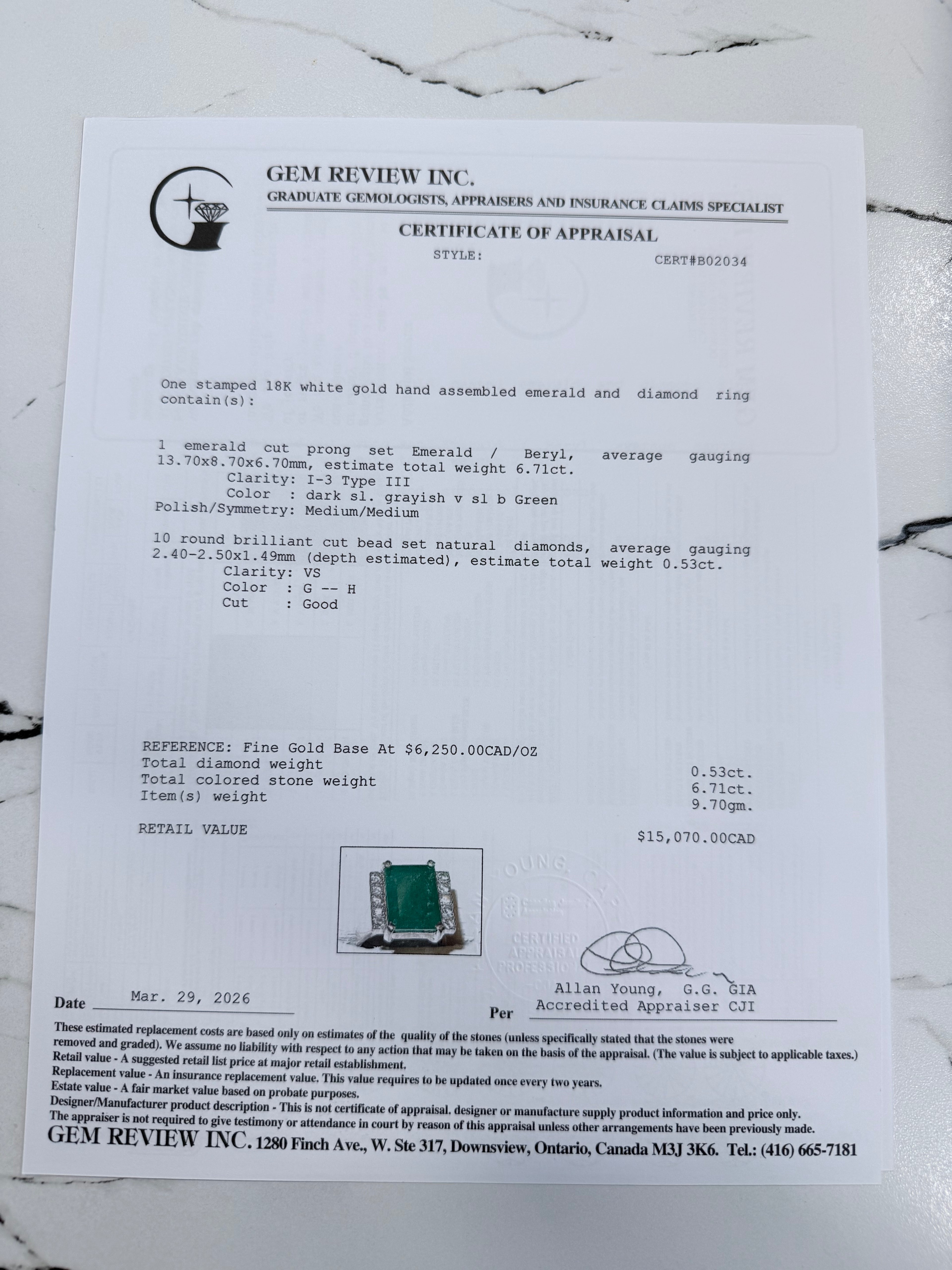 18k Emerald & Diamond Ring