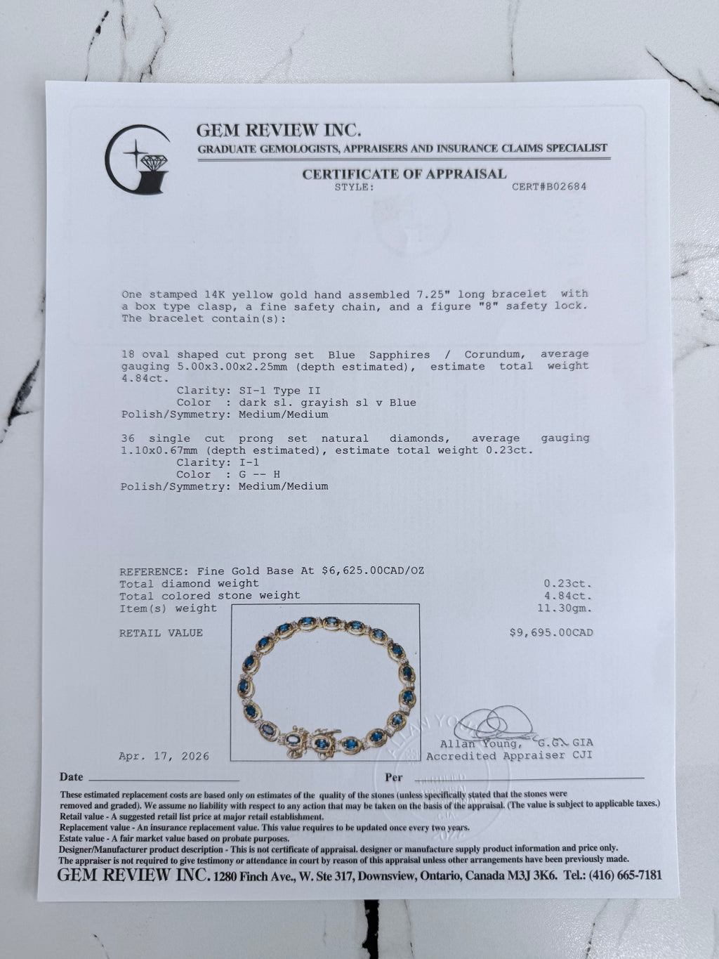 14k Sapphire & Diamond Bracelet