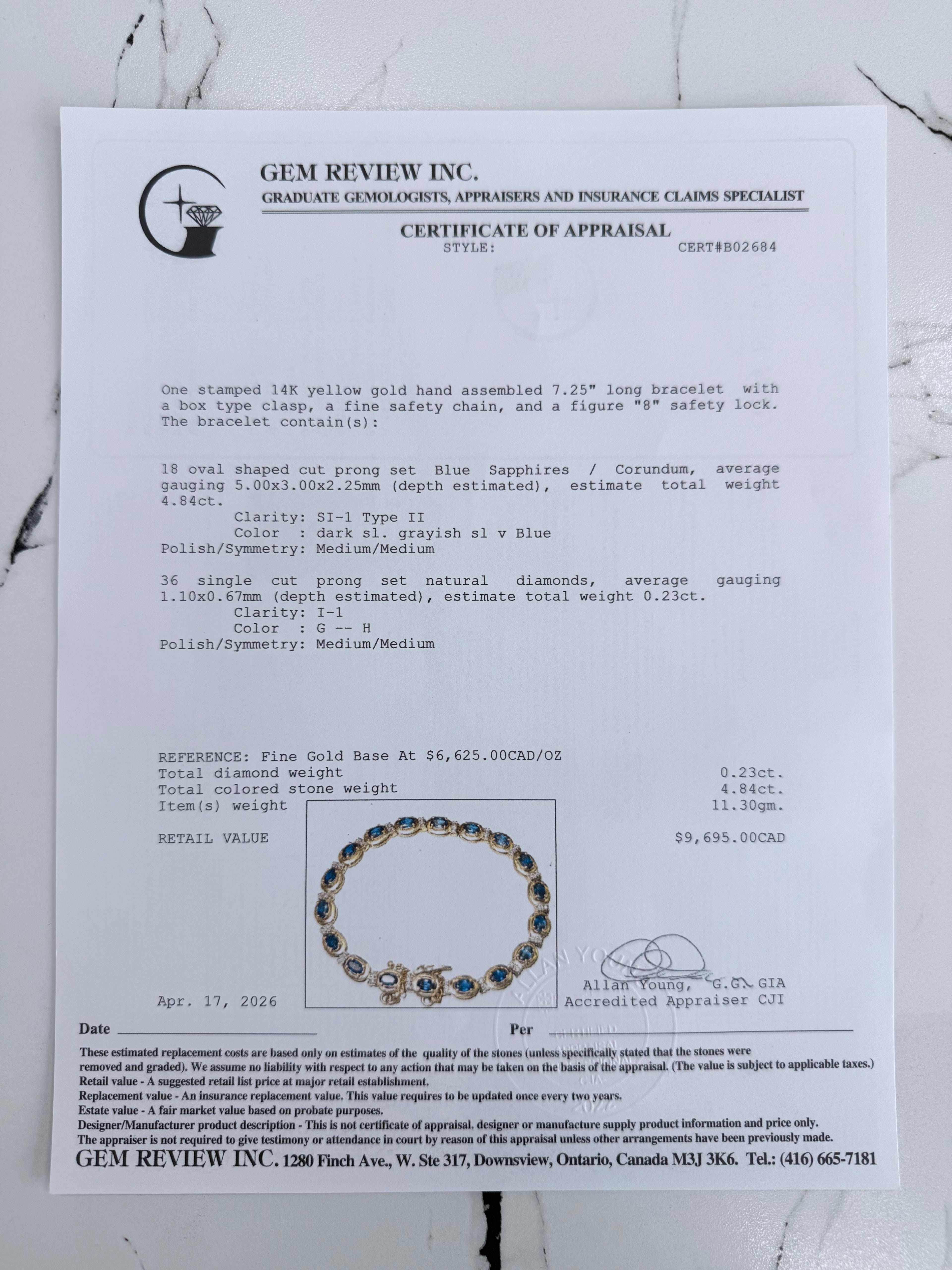 14k Sapphire & Diamond Bracelet
