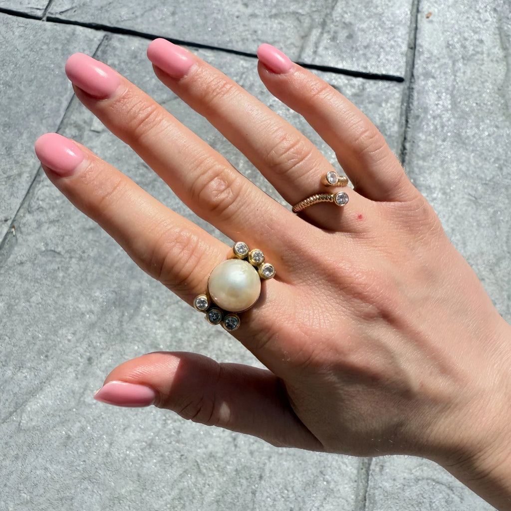 14k Pearl & Diamond Ring