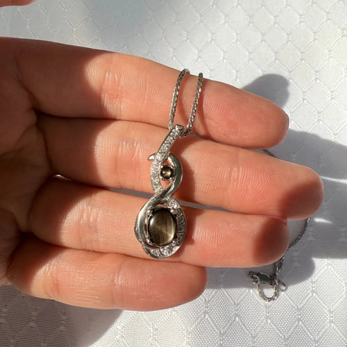 14k Black Star Sapphire & Diamond Necklace