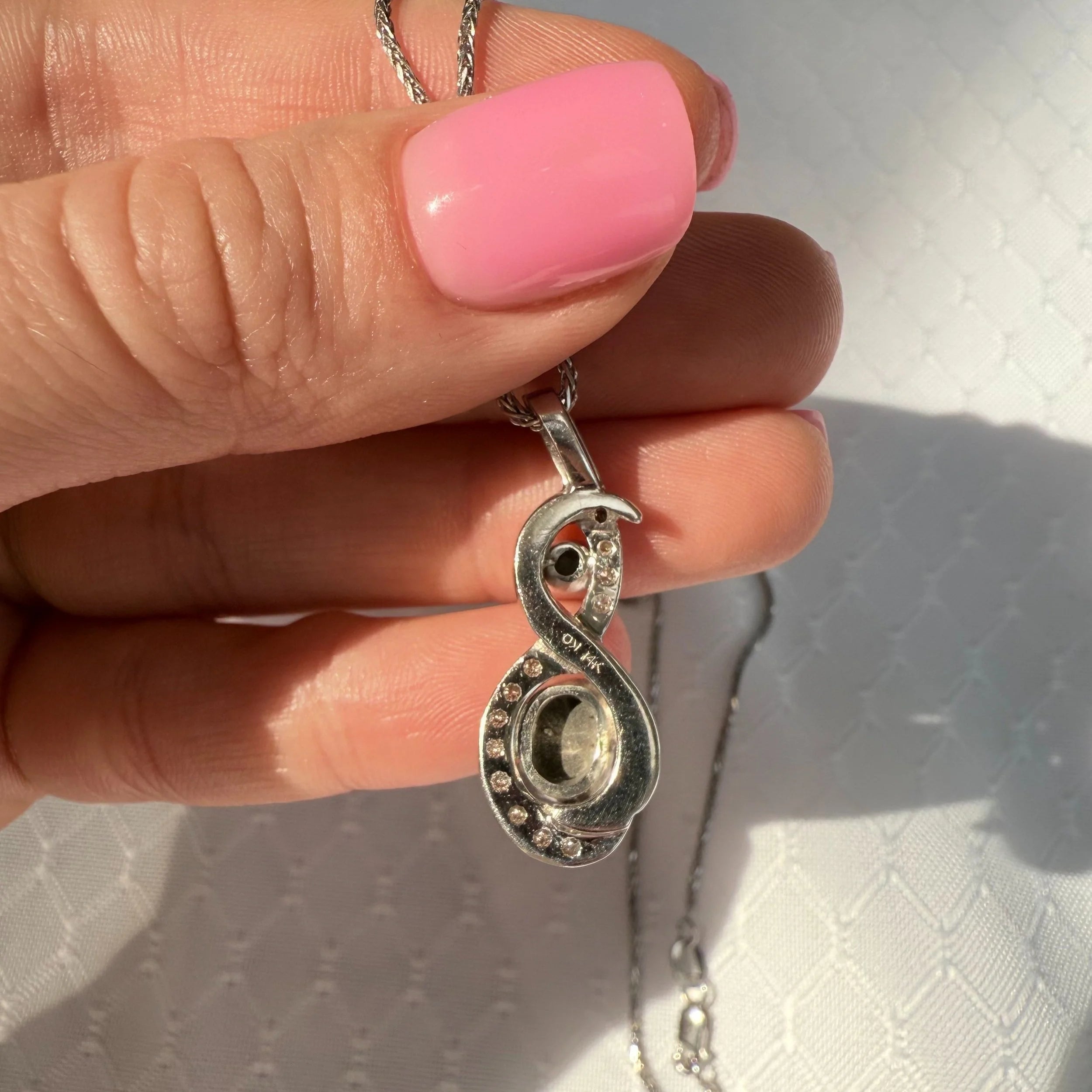 14k Black Star Sapphire & Diamond Necklace