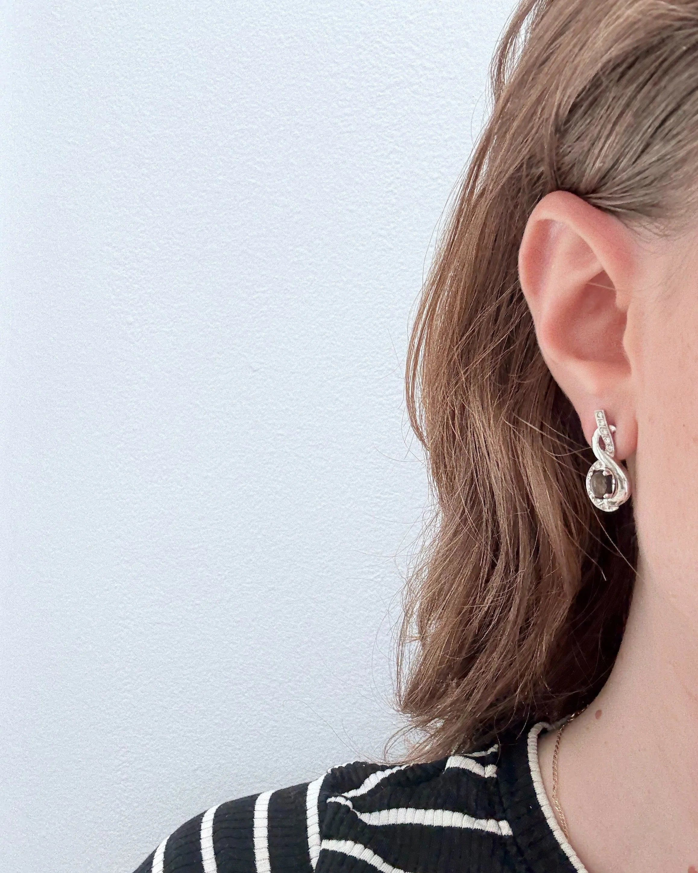 14k Black Star Sapphire & Diamond Earrings