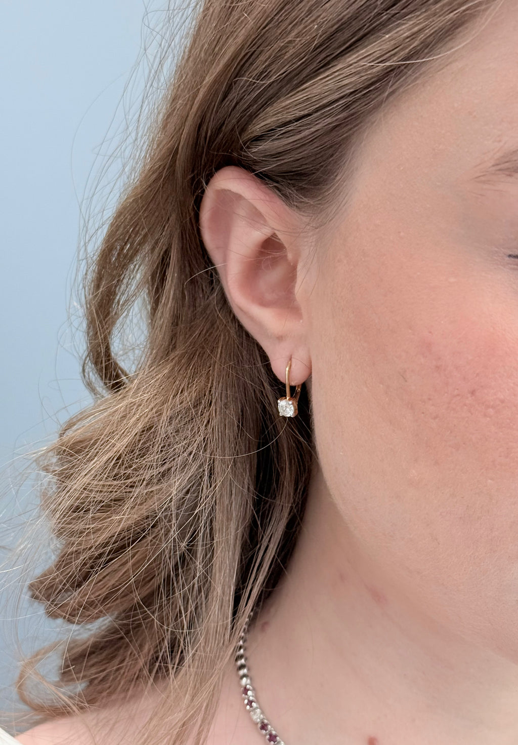 18k Diamond Lever Back Earrings