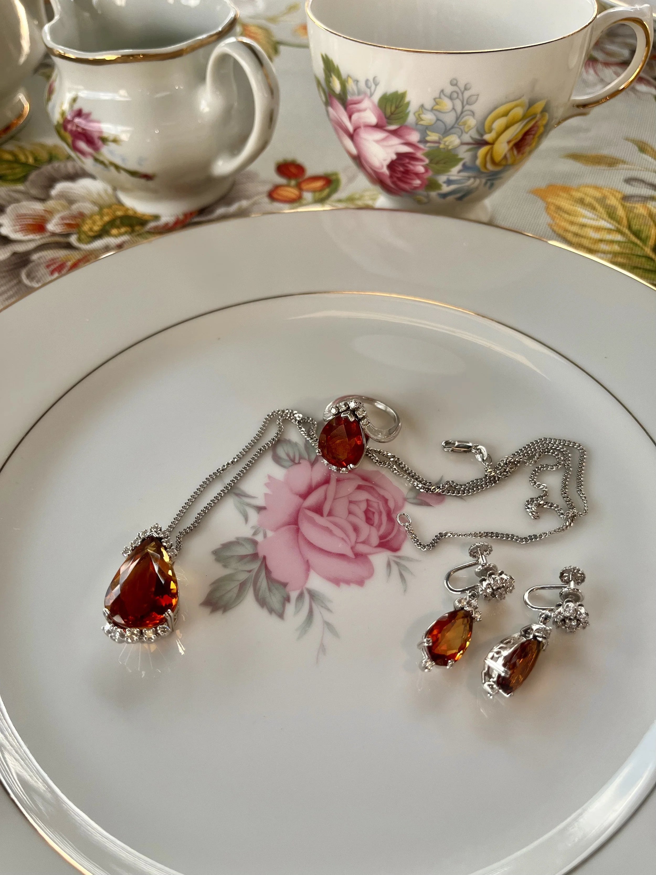 14k Citrine & Diamond Set