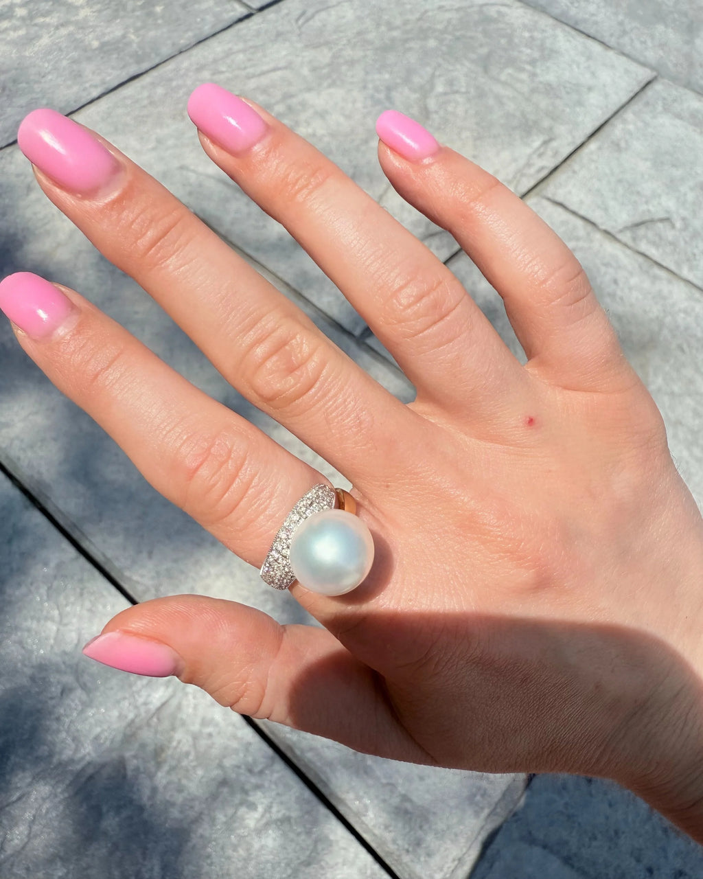 14k South Sea Pearl & Diamond Ring