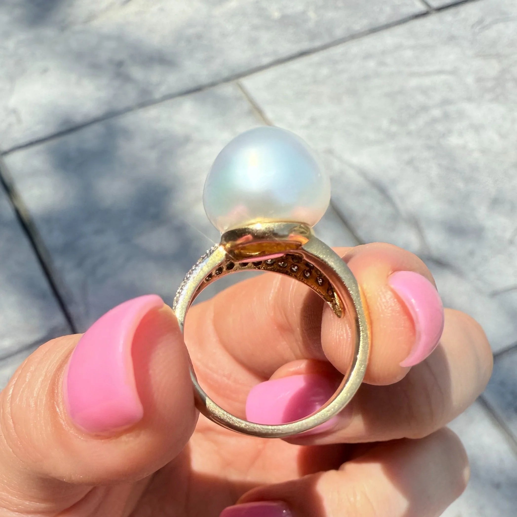 14k South Sea Pearl & Diamond Ring