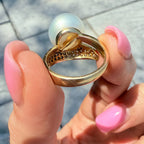 14k South Sea Pearl & Diamond Ring