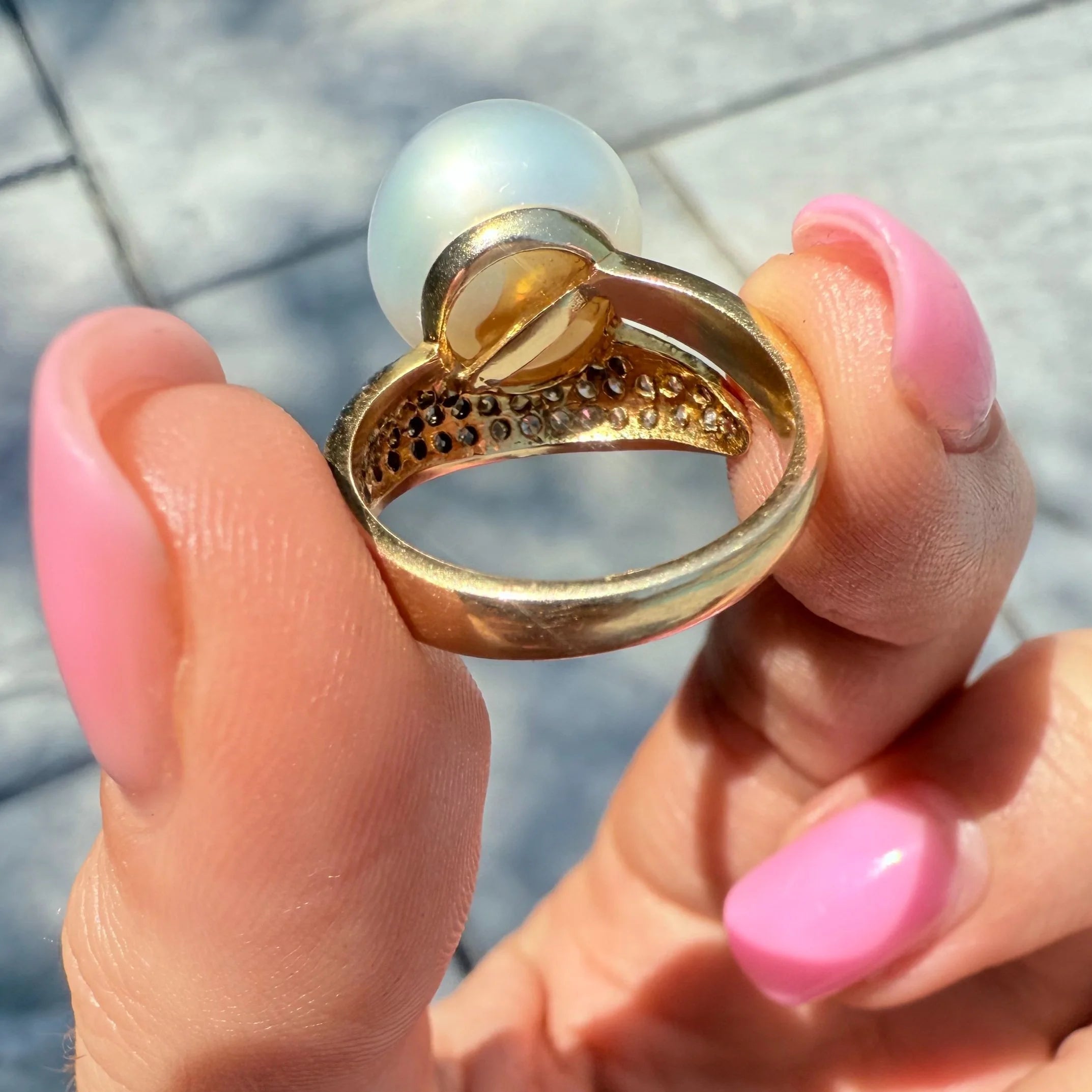 14k South Sea Pearl & Diamond Ring