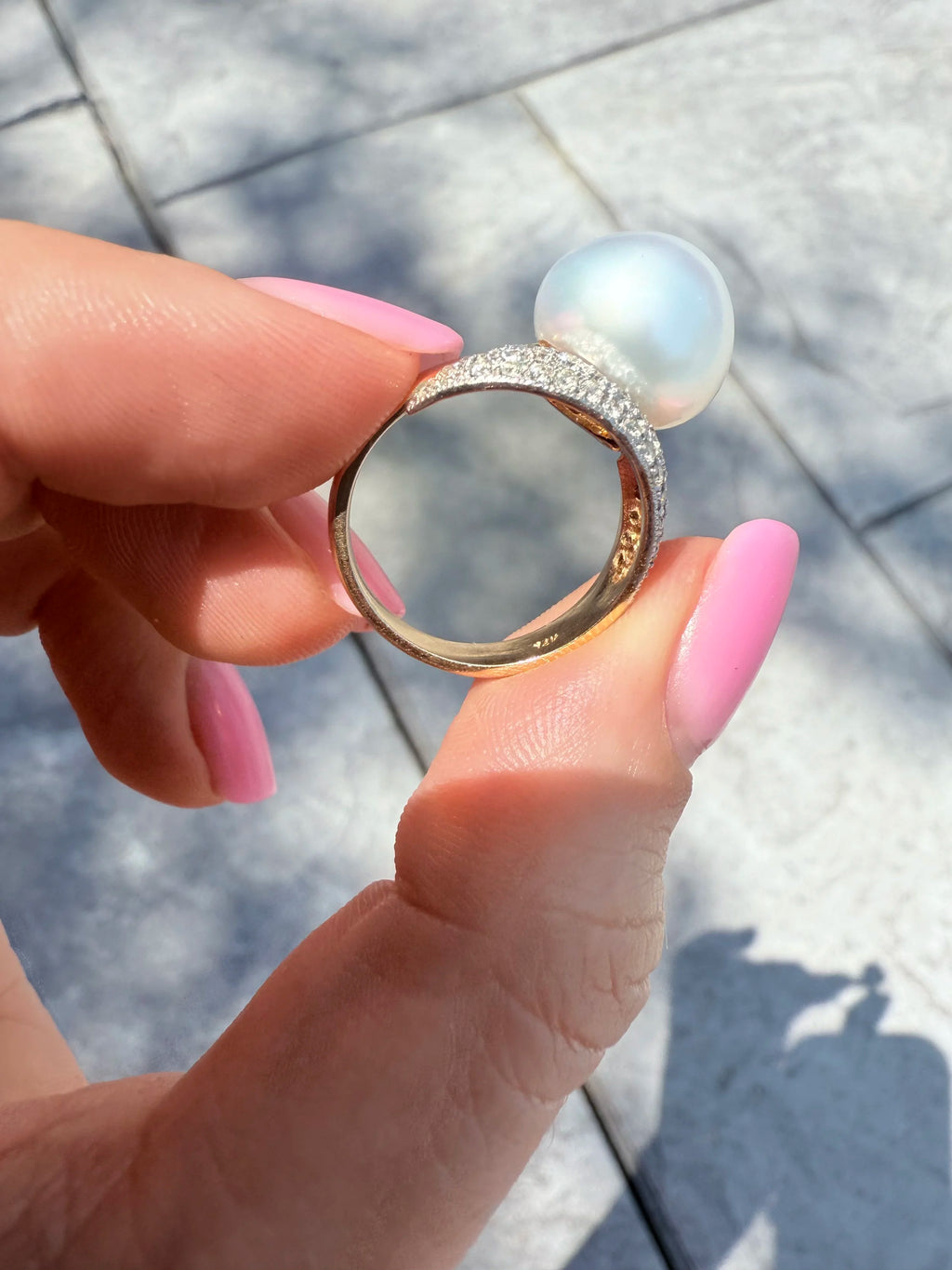 14k South Sea Pearl & Diamond Ring
