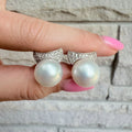 14k South Sea Pearl & Diamond Earrings