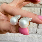 14k South Sea Pearl & Diamond Earrings