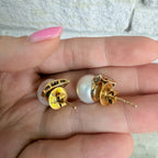 14k South Sea Pearl & Diamond Earrings