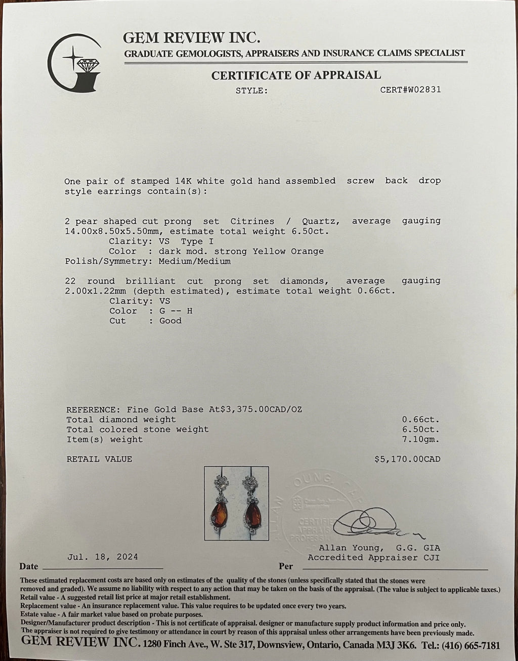 14k Citrine & Diamond Set