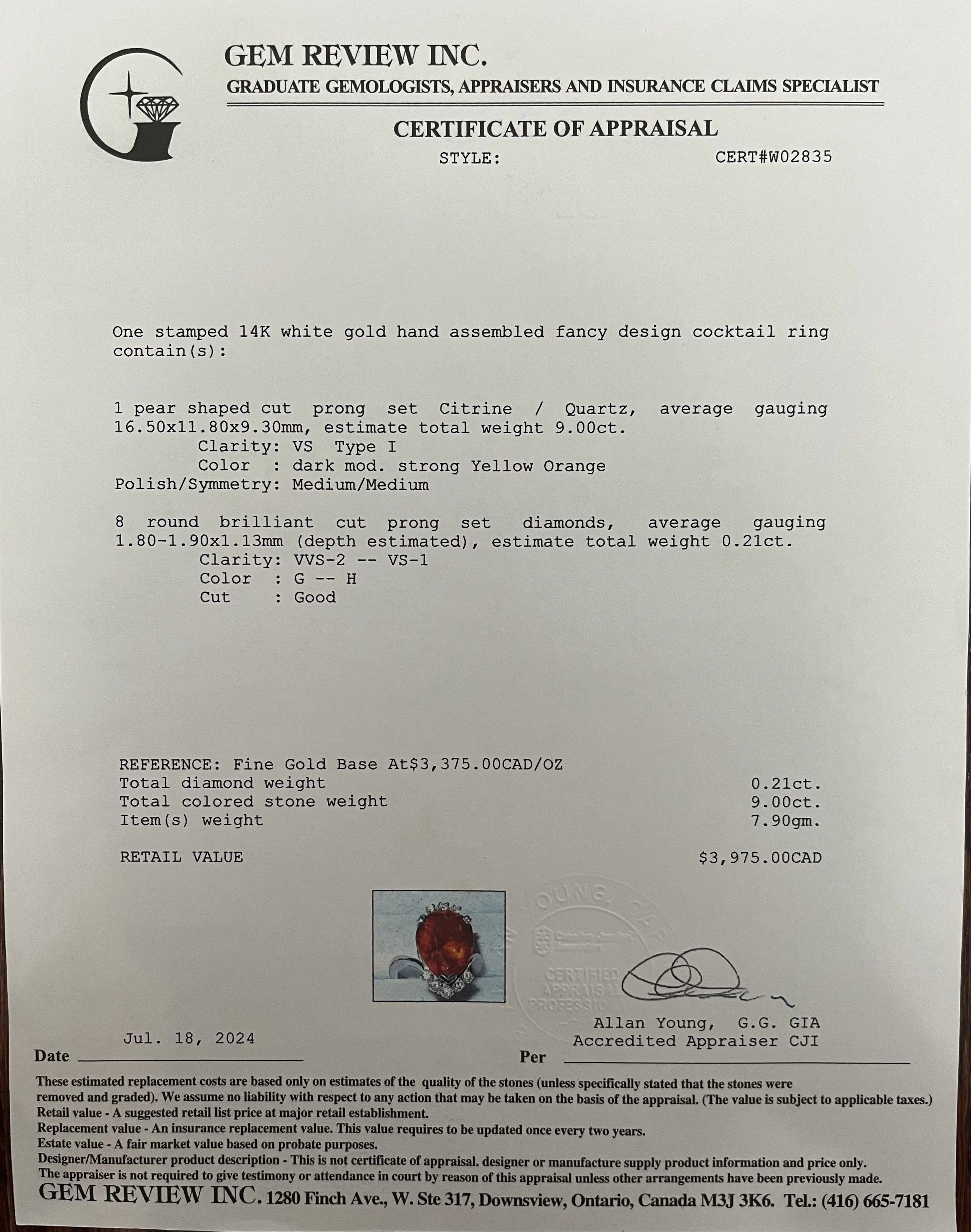 14k Citrine & Diamond Set