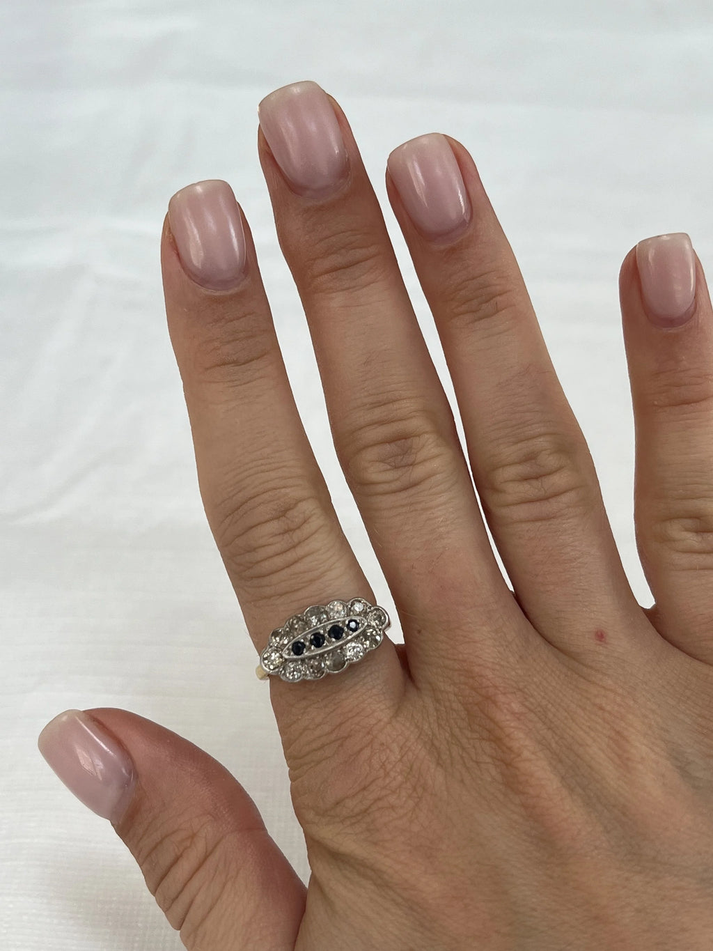 18k Sapphire & Diamond Art Deco Ring