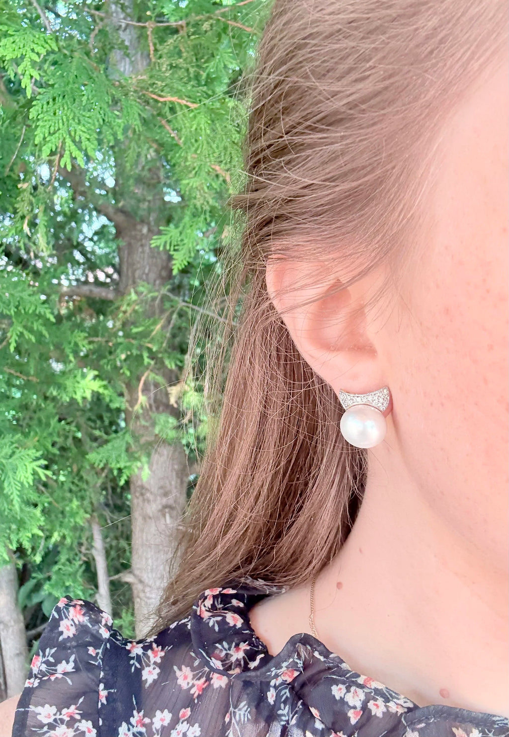 14k South Sea Pearl & Diamond Earrings