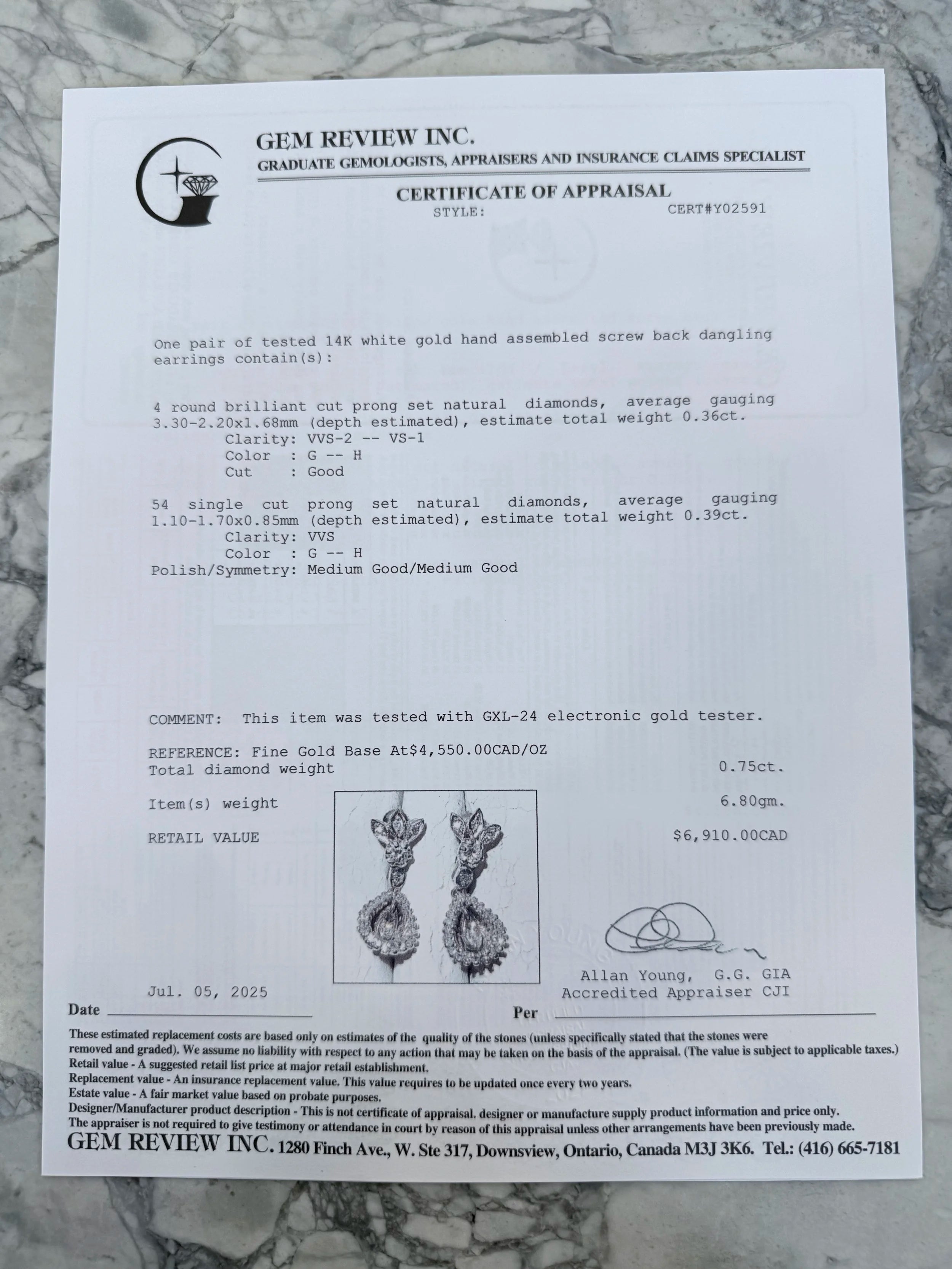 14k Dangling Diamond Earrings